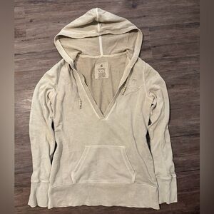 Aerie Cream V-Neck Hoodie